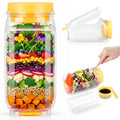 Solunex Salad Jar with Side Opening – Double-Lock Leak-Resistant Design, Vertical Layering Keeps Salads Fresh, Leak-Proof Salad Jar with Dressing Cup, Durable Salad Container for Lunch, Meal Prep & Work