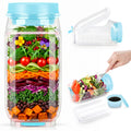 Solunex Salad Jar with Side Opening – Double-Lock Leak-Resistant Design, Vertical Layering Keeps Salads Fresh, Leak-Proof Salad Jar with Dressing Cup, Durable Salad Container for Lunch, Meal Prep & Work