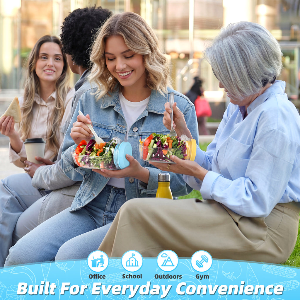 Solunex Salad Jar with Side Opening – Double-Lock Leak-Resistant Design, Vertical Layering Keeps Salads Fresh, Leak-Proof Salad Jar with Dressing Cup, Durable Salad Container for Lunch, Meal Prep & Work