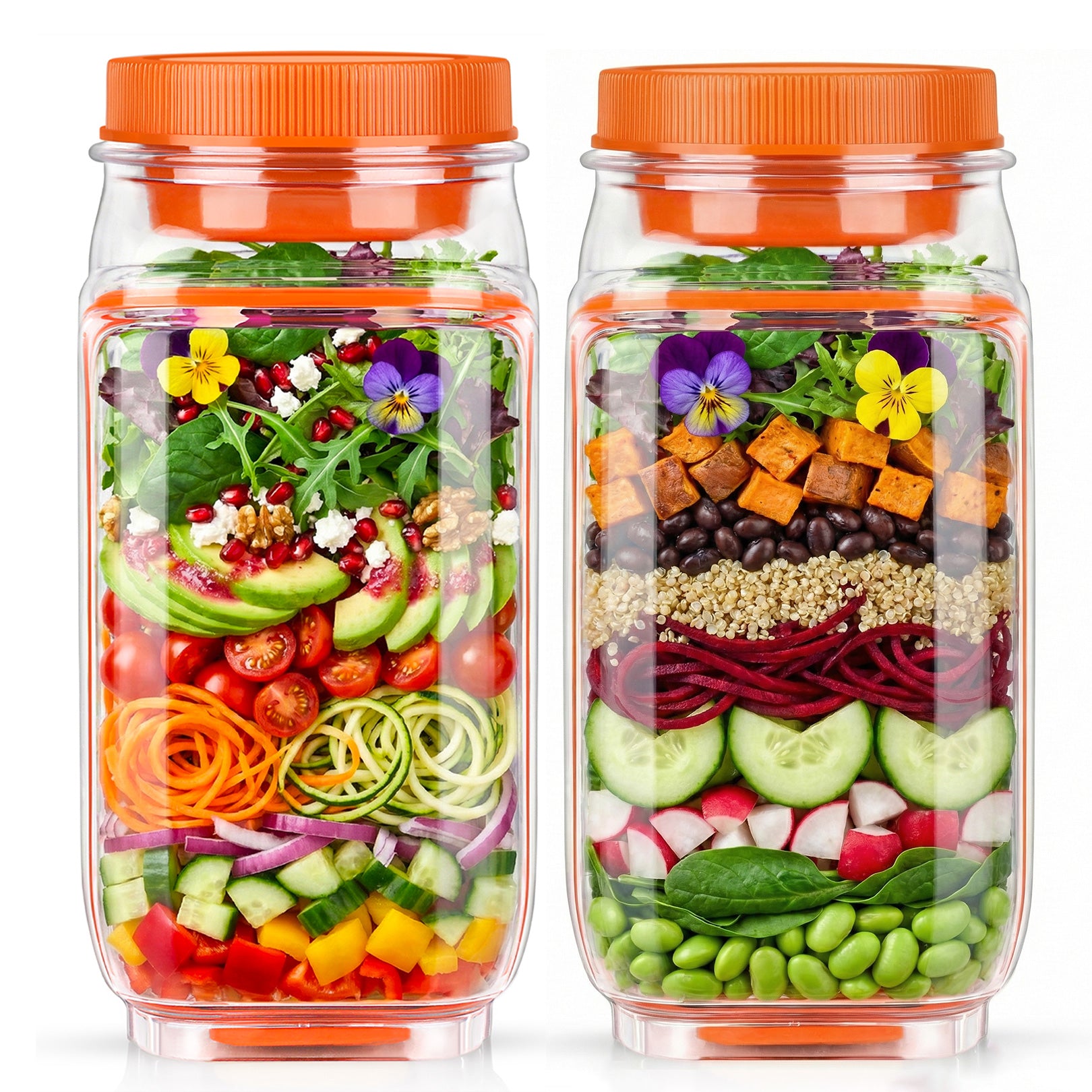 Solunex 2PC Salad Jar with Side Opening – Double-Lock Leak-Resistant Design, Vertical Layering Keeps Salads Fresh, Leak-Proof Salad Jar with Dressing Cup, Durable Salad Container for Lunch, Meal Prep & Work