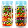 Solunex 2PC Salad Jar with Side Opening – Double-Lock Leak-Resistant Design, Vertical Layering Keeps Salads Fresh, Leak-Proof Salad Jar with Dressing Cup, Durable Salad Container for Lunch, Meal Prep & Work